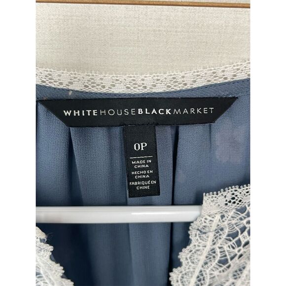 White House Black Market Floral Peasant Blouse w/lace front Size 0P Excellent - Picture 2 of 3